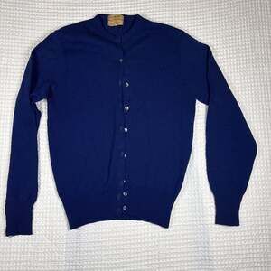 Vintage Donaldson Scotland 100% Pure Wool Blue Button Front Cardigan Sweater